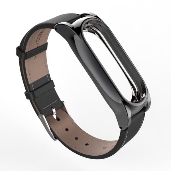 Kožený remeniek pre Mi Band 2 čierny lesklý