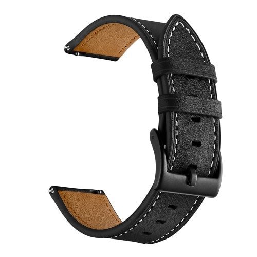 Kožený remienok pre Xiaomi Amazfit Bip, Bip Lite, GTR 42 mm, GTS Čierny