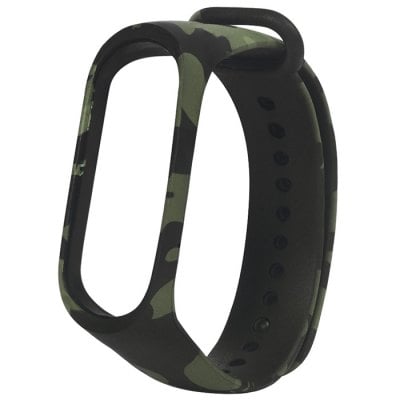 Náhradný silikónový a vodeodolný remienok pre Xiaomi Mi Band 3 maskáčový zelený