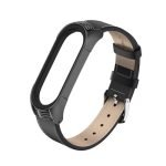 Elegantný kožený remienok pre Xiaomi Mi Band 4 Čierny