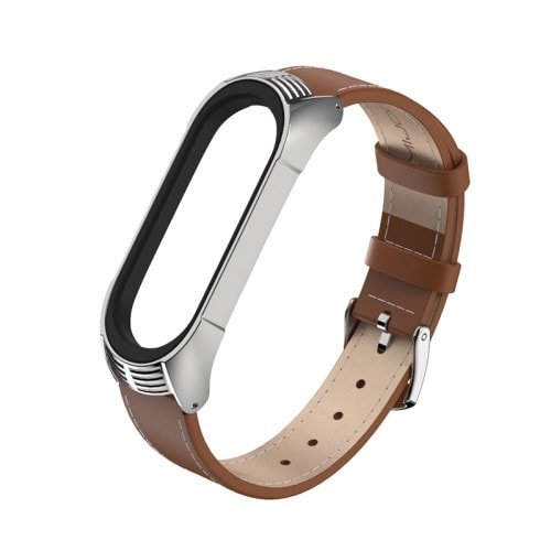 Elegantný kožený remienok pre Xiaomi Mi Band 4 Hnedý