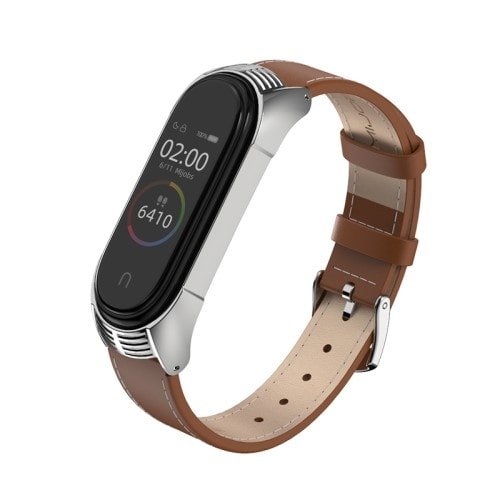 hnedý kožený remienok pre Xiaomi Mi Band 4