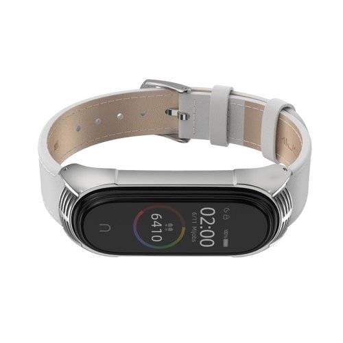 Remienok pre Xiaomi Mi Band 4 kožený biely