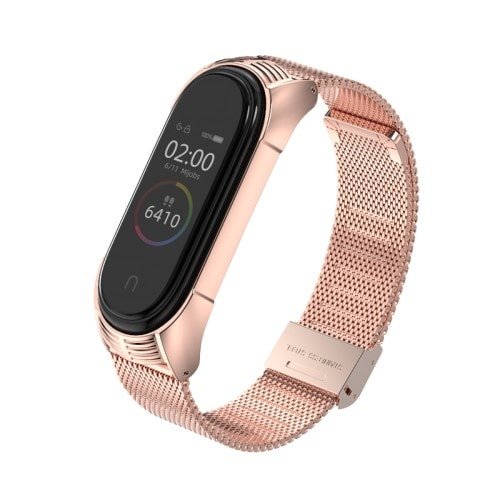 Kovový remienok pre Xiaomi Mi Band 4 Rúžovo zlatý