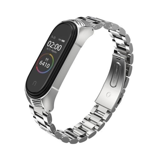 strieborný kovový náramok pre Xiaomi Mi Band 4
