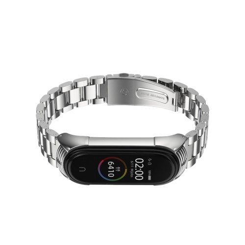 strieborný kovový náramok pre Mi Band 4