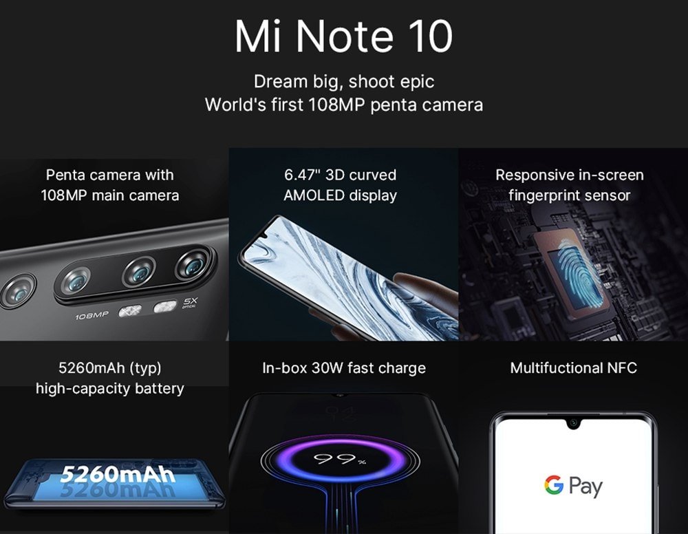 Xiaomi Mi Note 10 parametre