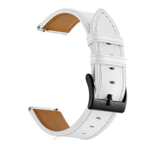 Kožený remienok pre Xiaomi Amazfit Bip, Bip Lite, GTR 42 mm, GTS Biely