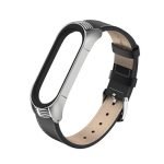 Kožený remienok pre Xiaomi Mi Band 4 ČiernoStrieborný