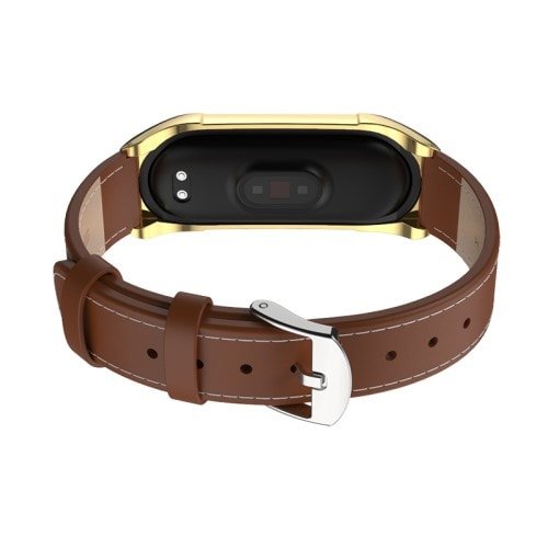 Kožený remienok pre Xiaomi Mi Band 4 HnedoZlatý – Obrázok 4