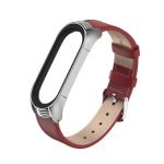 Kožený remienok pre Xiaomi Mi Band 4 ČervenoStrieborný