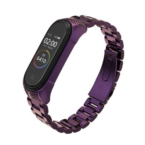 Elegantný kovový remienok pre Xiaomi Mi Band 4 Fialový – Obrázok 2