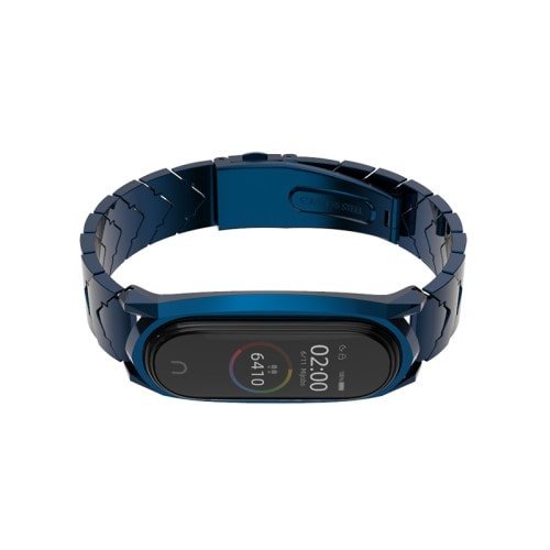 Štýlový kovový remienok pre Xiaomi Mi Band 4 Modrý – Obrázok 2