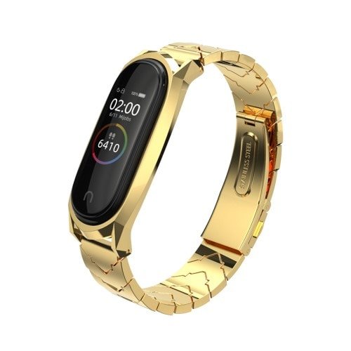 Štýlový kovový remienok pre Xiaomi Mi Band 4 Zlatý – Obrázok 2