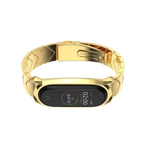 Štýlový kovový remienok pre Xiaomi Mi Band 4 Zlatý – Obrázok 3