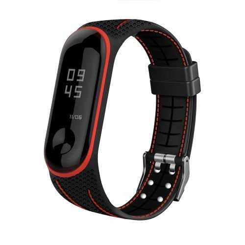 Silikónový remienok pre Xiaomi Mi Band 4 a 3 ČiernoČervený