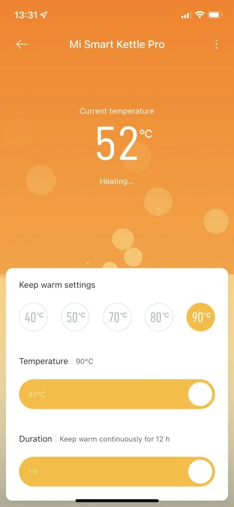 Xiaomi Mi Smart Kettle Pro v aplikacii Xiaomi Home