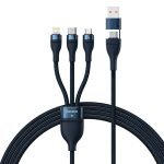 3in1 USB cable Baseus Flash Series 2, USB-C + micro USB + Lightning, 100W, 1.2m (blue)