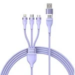 3in1 USB cable Baseus Flash Series 2, USB-C + micro USB + Lightning, 100W, 1.5m (purple)