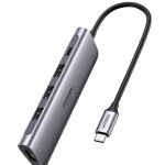 Adapter 5in1 UGREEN Hub USB-C to 3x USB 3.0 + HDMI 4K + USB-C PD 100W (grey)