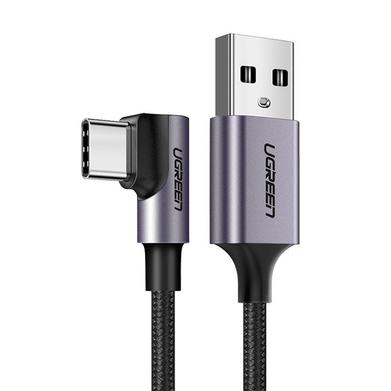 Angulární kabel USB-C UGREEN 3A Quick Charge 3.0 1m (černý)