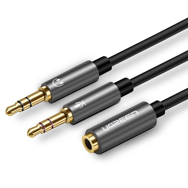 Audio AUX splitter UGREEN headphones + microphone to 3.5 mm mini jack cable