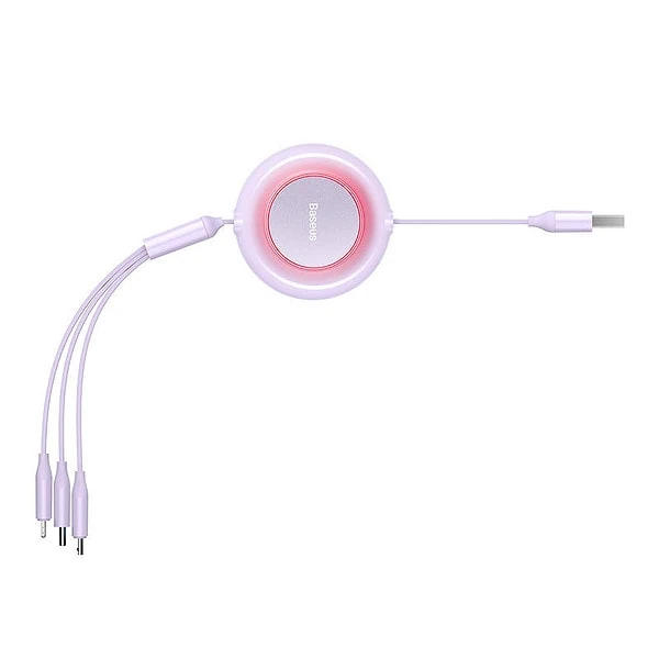3-in-1  USB 3-in-1 cable for micro USB / USB-C / Lightning 3.5A 1.1m (Purple)