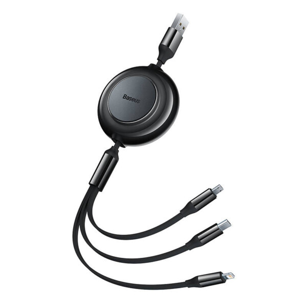 USB 3-in-1 cable for micro USB / USB-C / Lightning 3.5A 1.1m (Black) cena