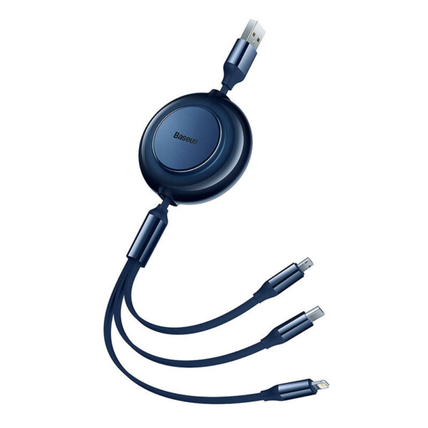 USB 3-in-1 cable for micro USB / USB-C / Lightning 3.5A 1.1m (Blue) cena