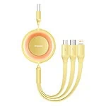 Baseus Bright Mirror 2, USB 3-in-1 cable for micro USB / USB-C / Lightning 3.5A 1.1m (Yellow)