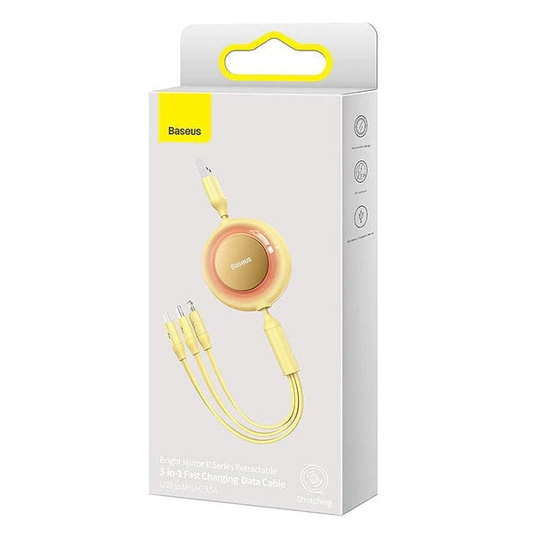 USB 3-in-1 cable for micro USB / USB-C / Lightning 3.5A 1.1m (Yellow) cena