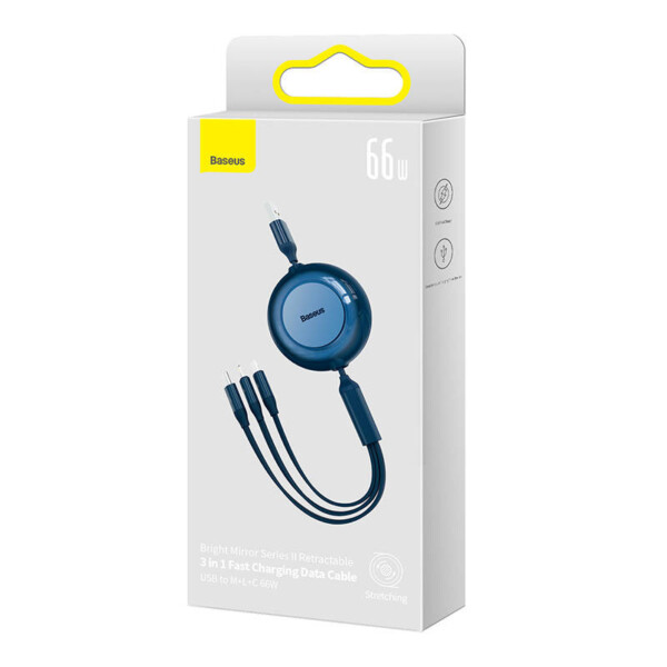 USB 3-in-1 cable for micro USB / USB-C / Lightning 66W / 2A 1.1m (Blue) cena