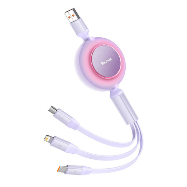 USB 3-in-1 cable for micro USB / USB-C / Lightning 66W / 2A 1.1m (Purple) cena