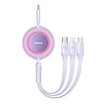 Baseus Bright Mirror 4, USB-C 3-in-1 cable for micro USB / USB-C / Lightning 100W / 3.5A 1.1m (Purple)