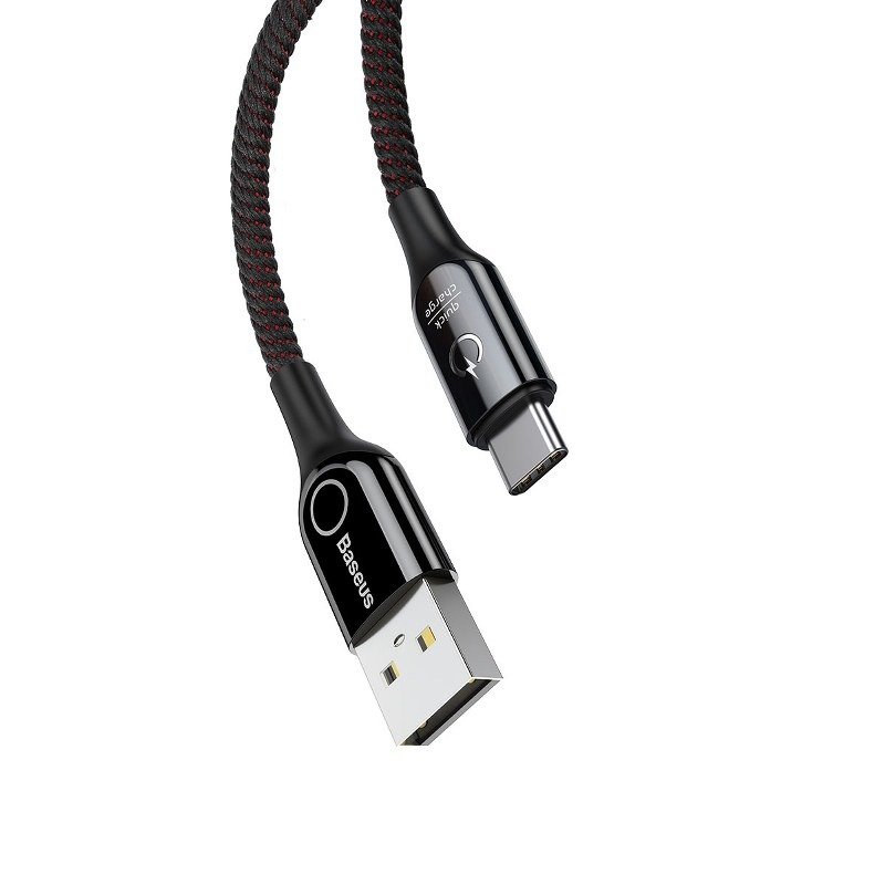 Baseus kabel ve tvaru C USB-C LED QC 3.0 1m (černý) cena