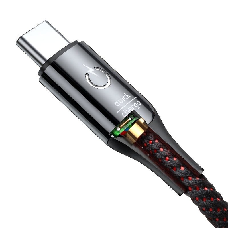 Baseus kabel ve tvaru C USB-C LED QC 3.0 1m (černý) navod