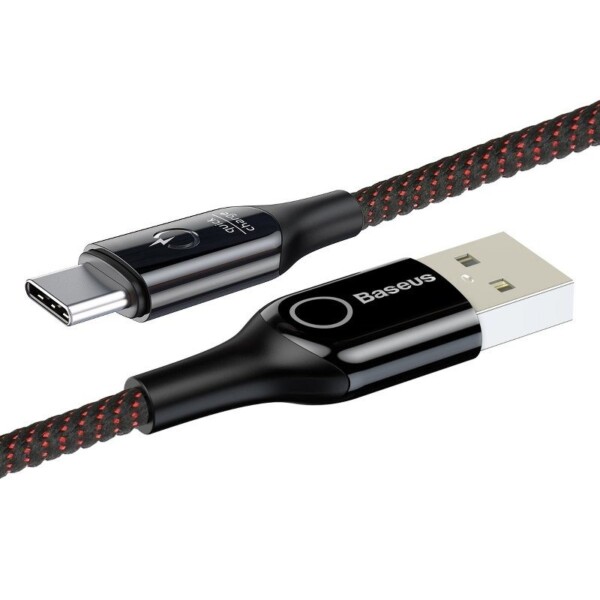 Baseus kabel ve tvaru C USB-C LED QC 3.0 1m (černý) distributor