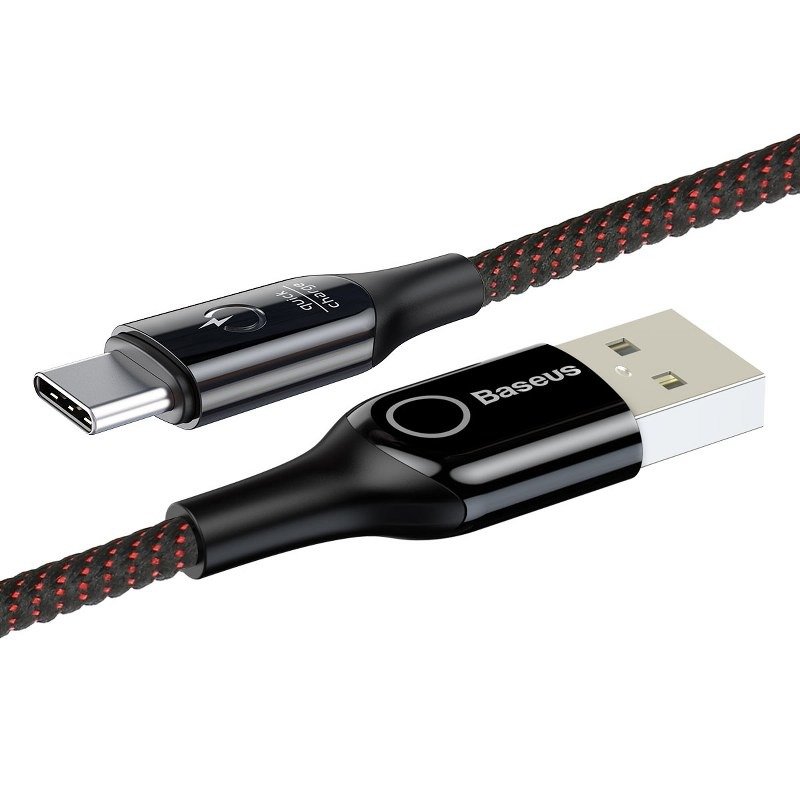 Baseus kabel ve tvaru C USB-C LED QC 3.0 1m (černý) distributor