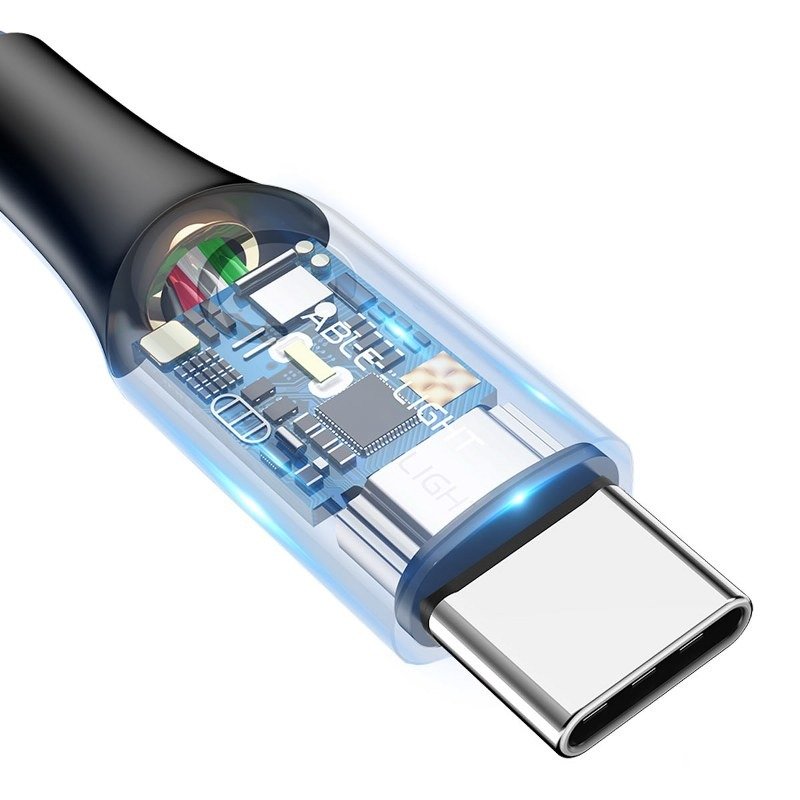 Baseus kabel ve tvaru C USB-C LED QC 3.0 1m (černý) sk