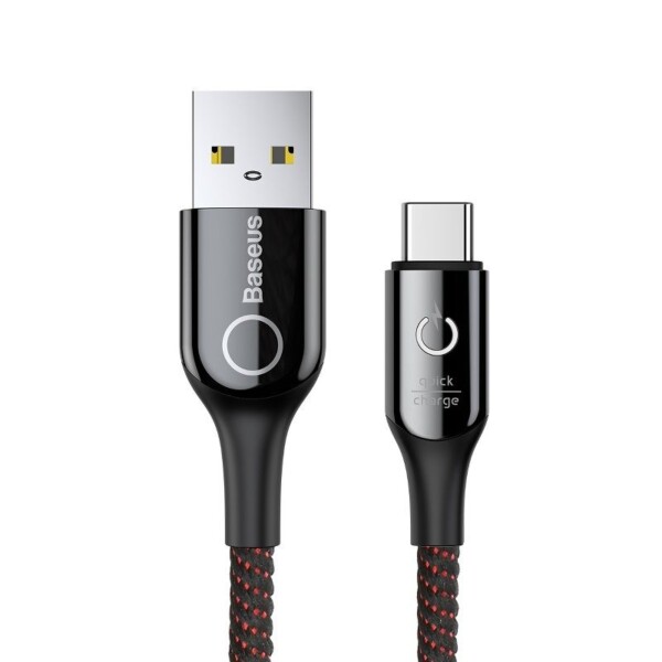 Baseus kabel ve tvaru C USB-C LED QC 3.0 1m (černý)