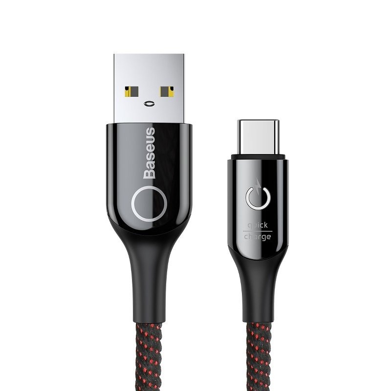 Baseus kabel ve tvaru C USB-C LED QC 3.0 1m (černý)