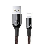 Baseus C-shaped Lightning Cable with LED Lamp 2.4A 1m (Black)