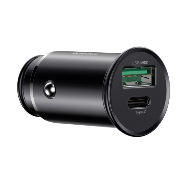 Baseus Circular Metal PPS Quick Charger Car Charger 30W Black navod
