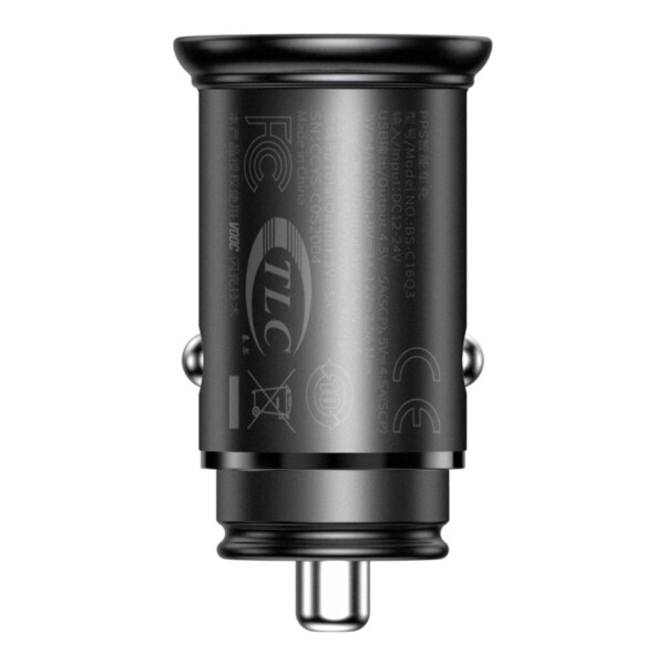 Baseus Circular Metal PPS Quick Charger Car Charger 30W Black distributor