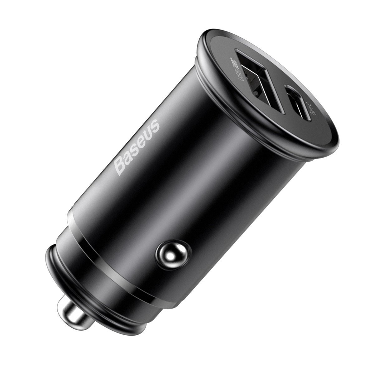 Baseus Circular Metal PPS Quick Charger Car Charger 30W Black