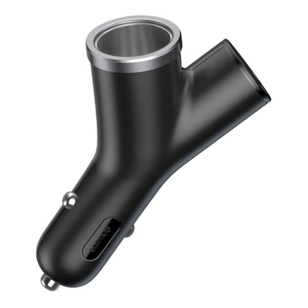 Baseus Circular Y type dual USB+cigarette lighter extended car charger 30W Dual QC3.0 (black) sk