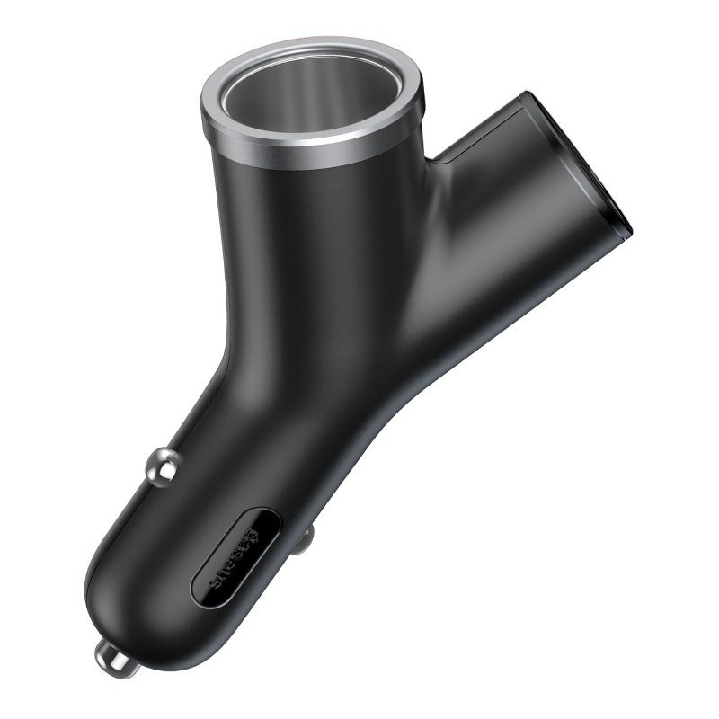Baseus Circular Y type dual USB+cigarette lighter extended car charger 30W Dual QC3.0 (black) sk