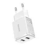 Baseus Compact Quick Charger, 2x USB, 10.5W (white)