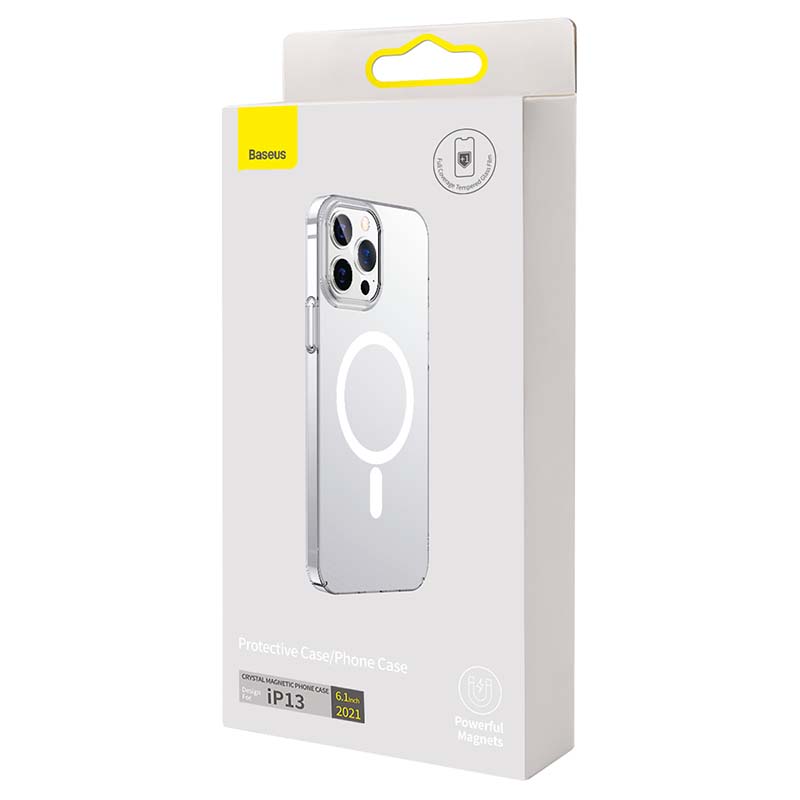 Baseus Crystal Magnetic Glass Case for iPhone 13 (transparent) + tempered glass sk