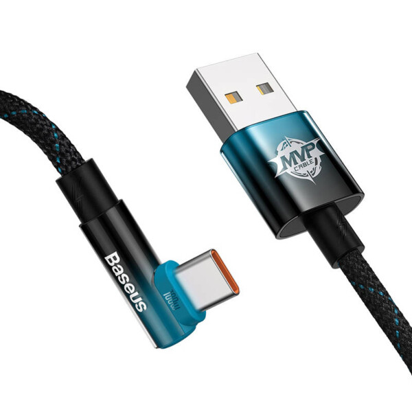 Baseus Elbow 1m 100W USB to USB-C angled cable (black-blue) cena